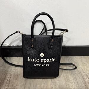 Kate Spade New York black leather mini crossbody bag with gold hardware